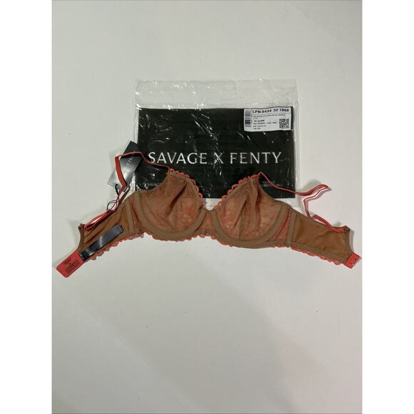 Savage x Fenty Keepsake Lace Unlined Demi Bra 32D29 - Picture 4 of 8